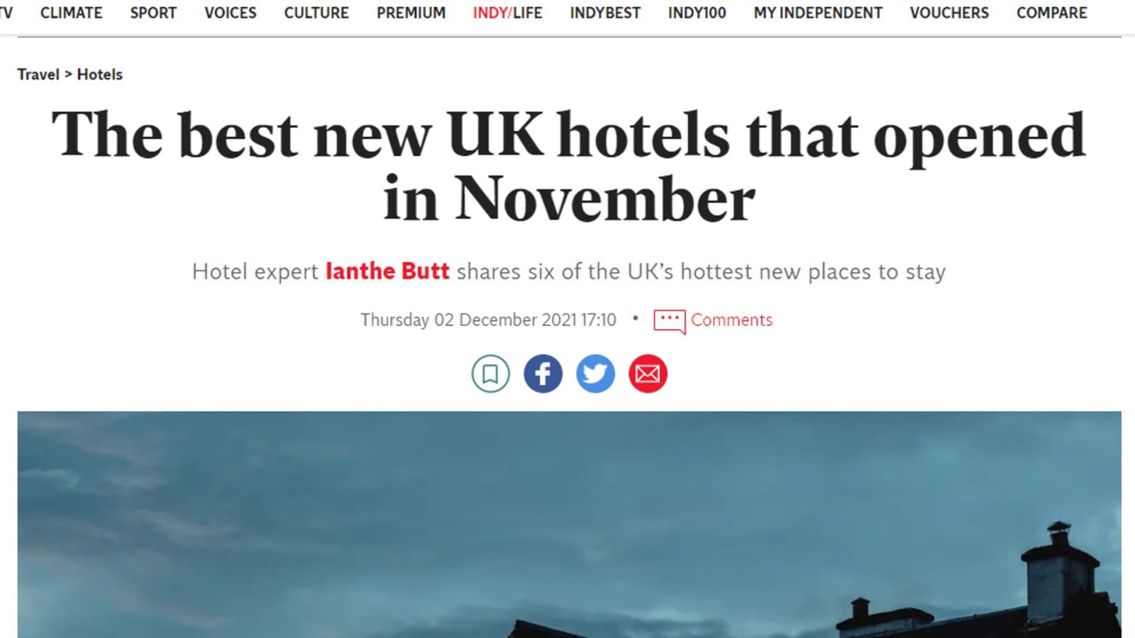 Snippet of coverage from The Independent 